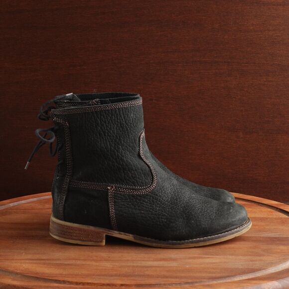 Josef Seibel Boots Womens SZ EU 37 US 6-6.5 BLK Sienna 01 Leather Back Tie Ankle - Picture 1 of 16